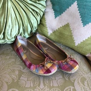 MeToo Pastel Plaid ballet flats, size: 6.5